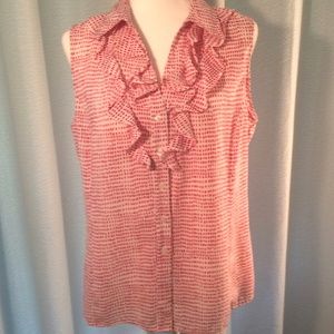 Tahari Arthur S. Levine Sleveless Ruffled Blouse